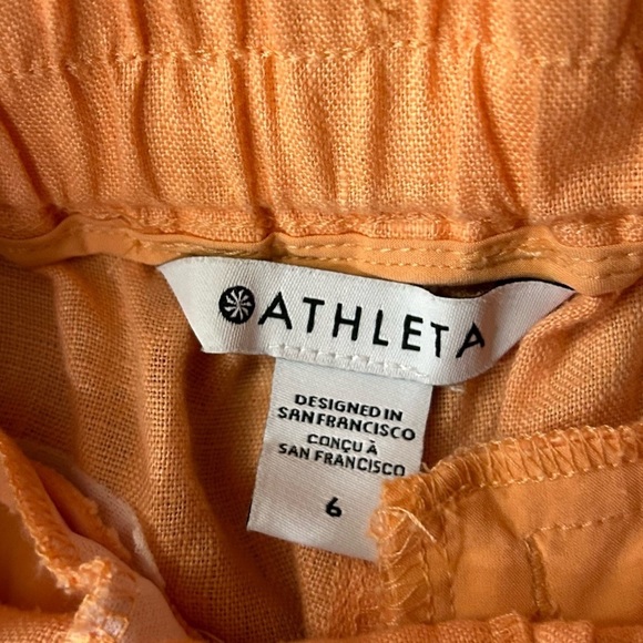 Womens Athleta Cabo Linen Joggers Pants Pull On Orange Peach size 6 - Picture 9 of 10